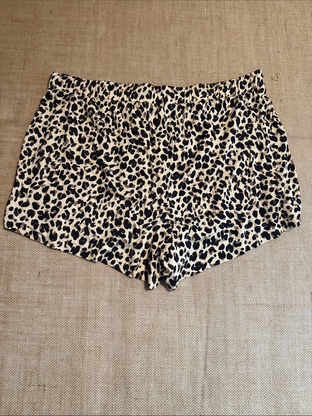 Leopard Print Drawstring Lounge Shorts - Black & Cream - Picture 3 of 3
